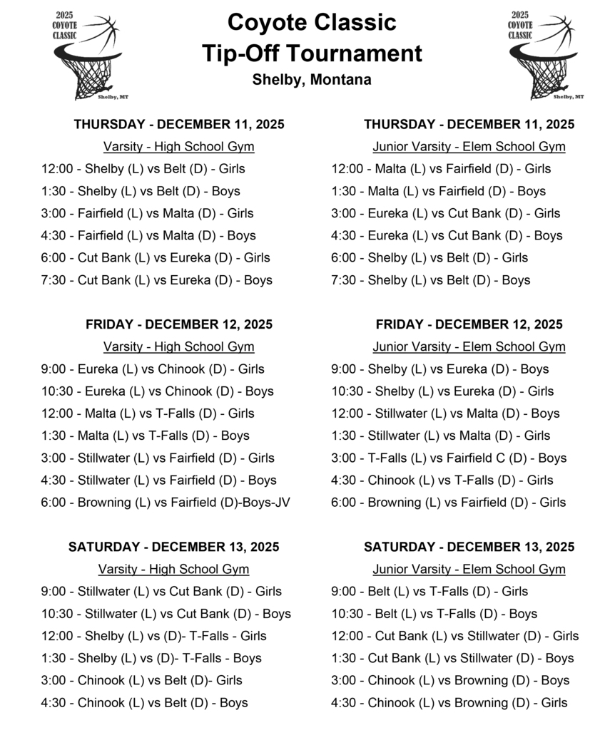 2025 Coyote Classic Schedule