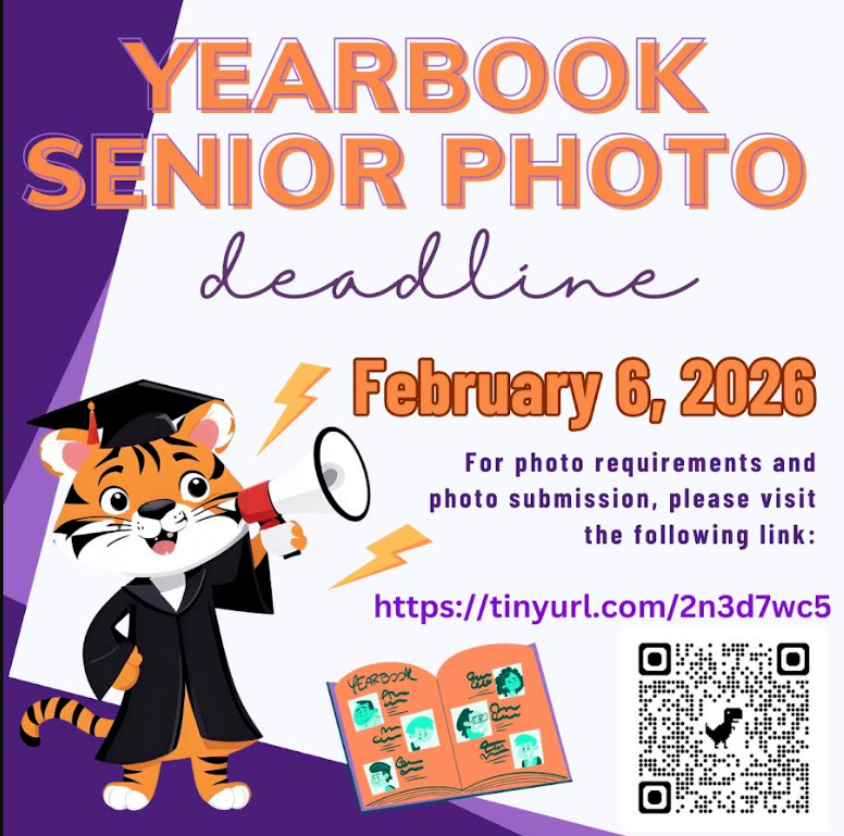 Attention Seniors, Yearbook photos due February 6, 2026.
