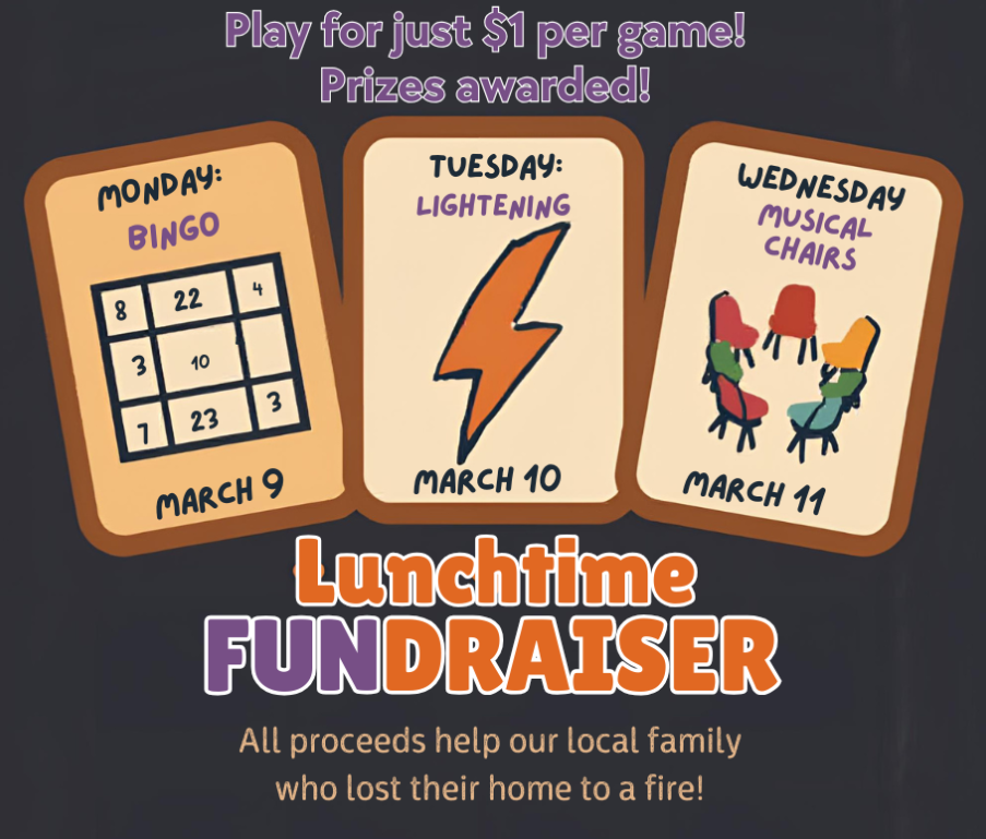 Play for Just $1 per game and prizes awarded. Lunchtime fundraiser on March9th-11th, 2026 at Shelby High Shcool.