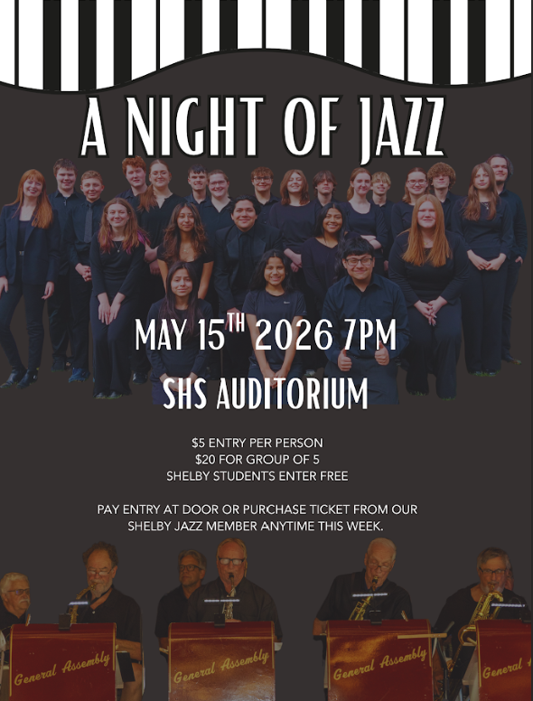A Night Of Jazz on May 15th 2026 at 7pm at Shelby HS Auditorium