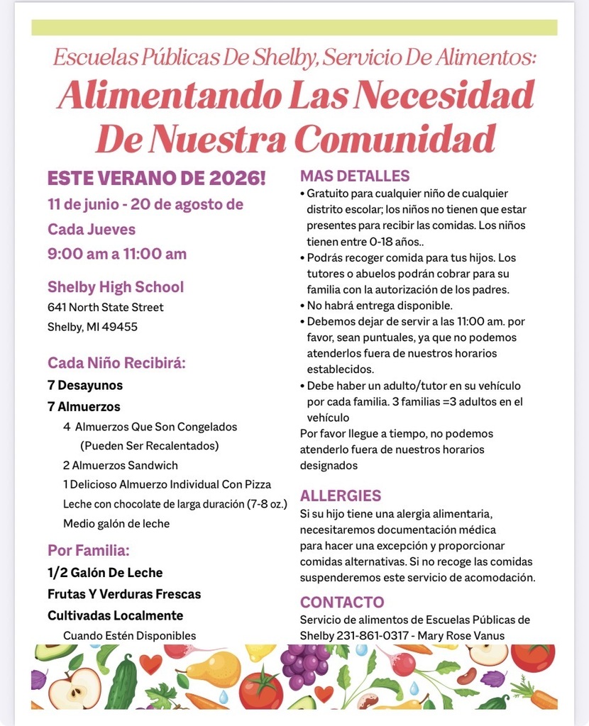 Spanish: Alimentando Las Necesidad De Nuestra Comunidad Este Verano De 2026 Junio 11, until Agosto 20