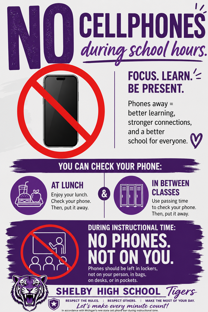 Shelby High School cell phone ban poster