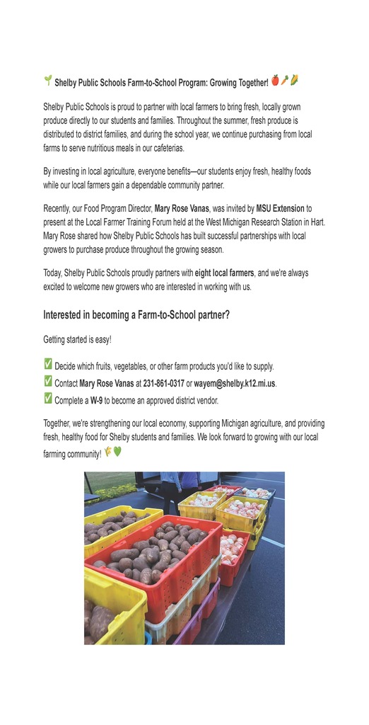 Shelby Public Schools Farm-to-School Program: Growing Together!