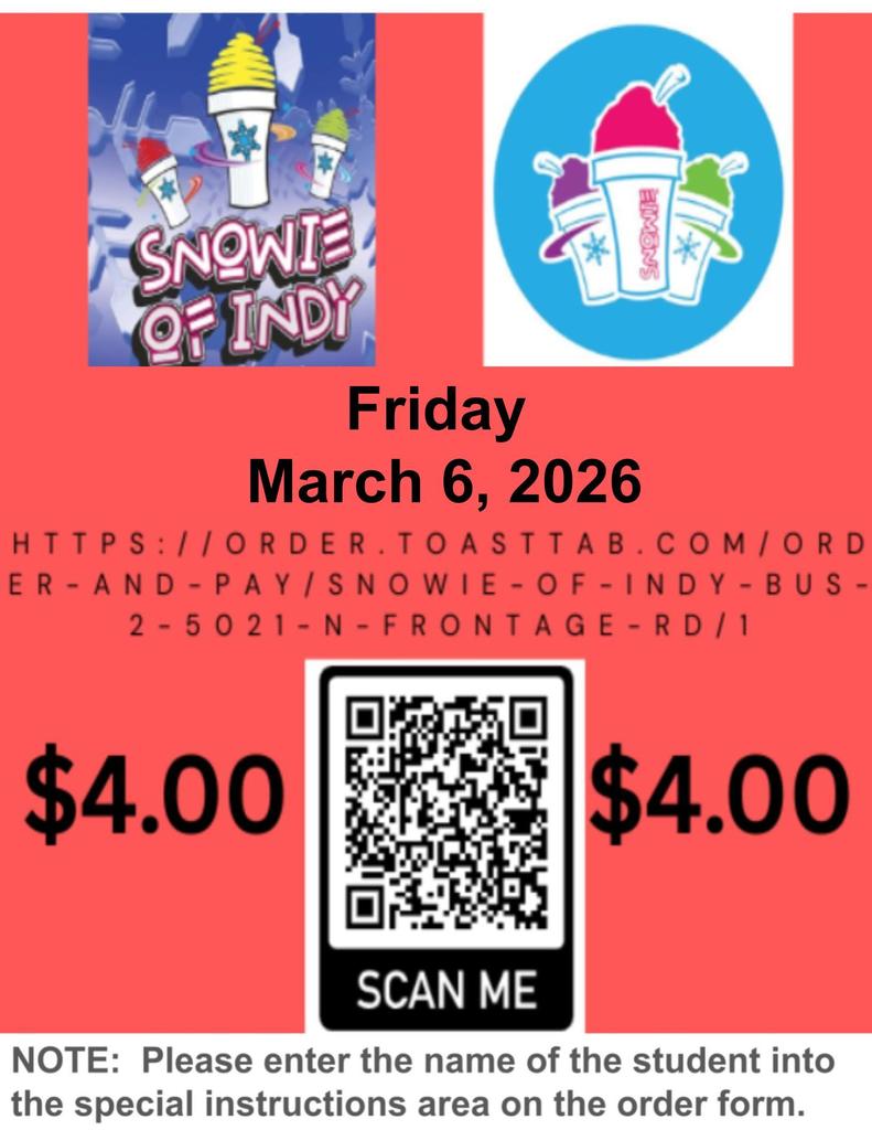 Snowie of Indy will be at Coulston Elementary on Friday, March 6, 2026!