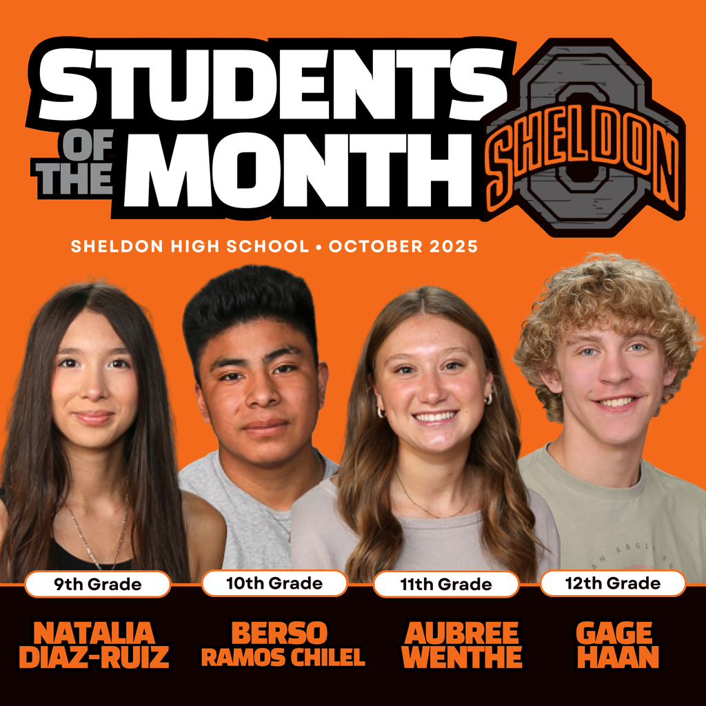 Congratulations to the Sheldon High School Students of the Month!  You’ve shown leadership, kindness, and a strong commitment to learning—qualities that truly embody what it means to be an Orab. Keep up the great work and continue to shine bright, both in and out of the classroom!