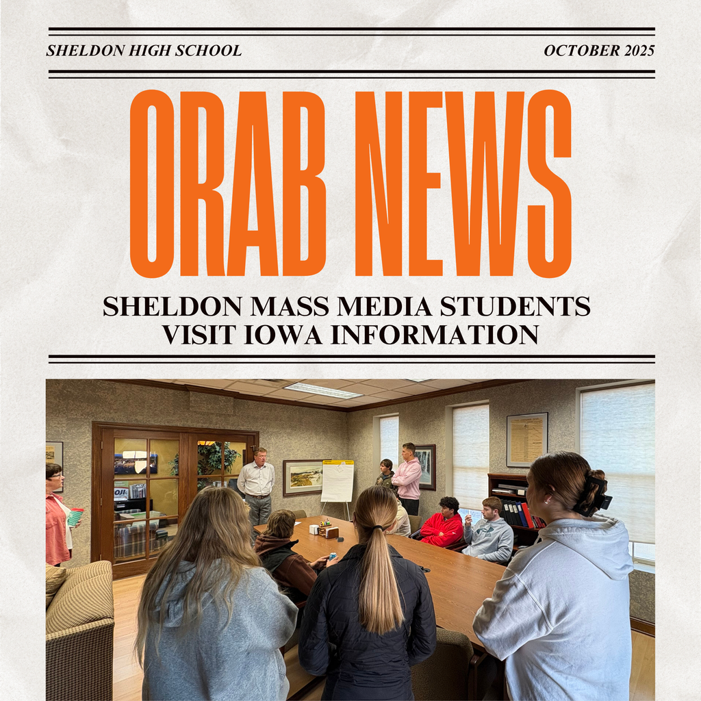 Sheldon High School Mass Media students are continuing their study of various types of media and careers in the media industry.  Recently, the class visited Iowa Information in Sheldon to gain a closer look at the newspaper industry. During their visit, students toured the newsroom, met with editors and reporters, and learned about the writing, editing, and design processes that bring a newspaper to life.  A big thank-you to Iowa Information for hosting us and giving students the opportunity to explore the world of print media!