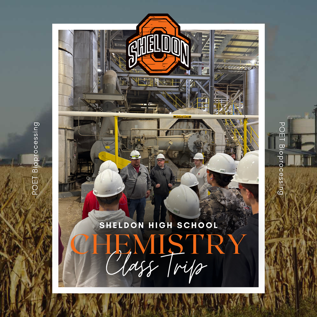 Chemistry classes recently visited POET Bioprocessing in Ashton, where they learned about the fermentation and distillation processes used to produce ethanol. A big thank-you to the staff at POET-Ashton for providing such an awesome learning experience!