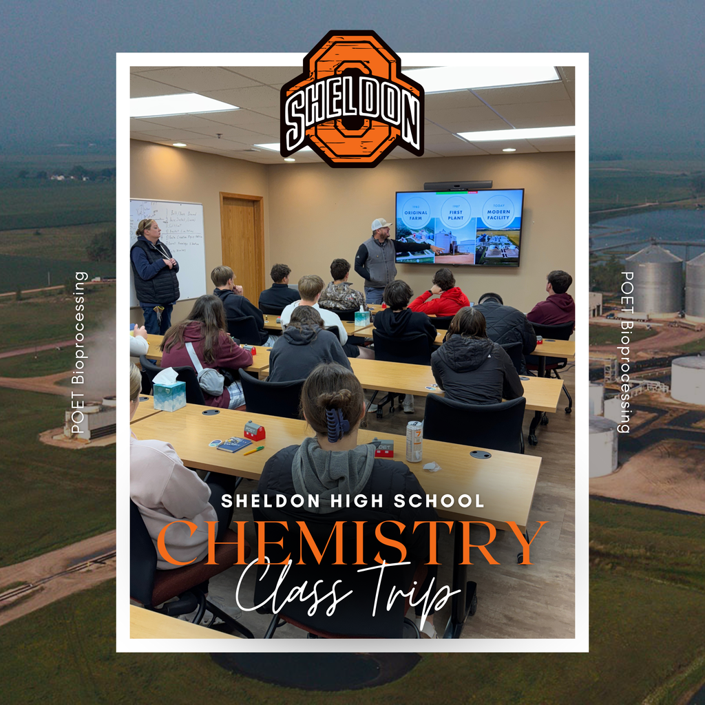 Chemistry classes recently visited POET Bioprocessing in Ashton, where they learned about the fermentation and distillation processes used to produce ethanol. A big thank-you to the staff at POET-Ashton for providing such an awesome learning experience!