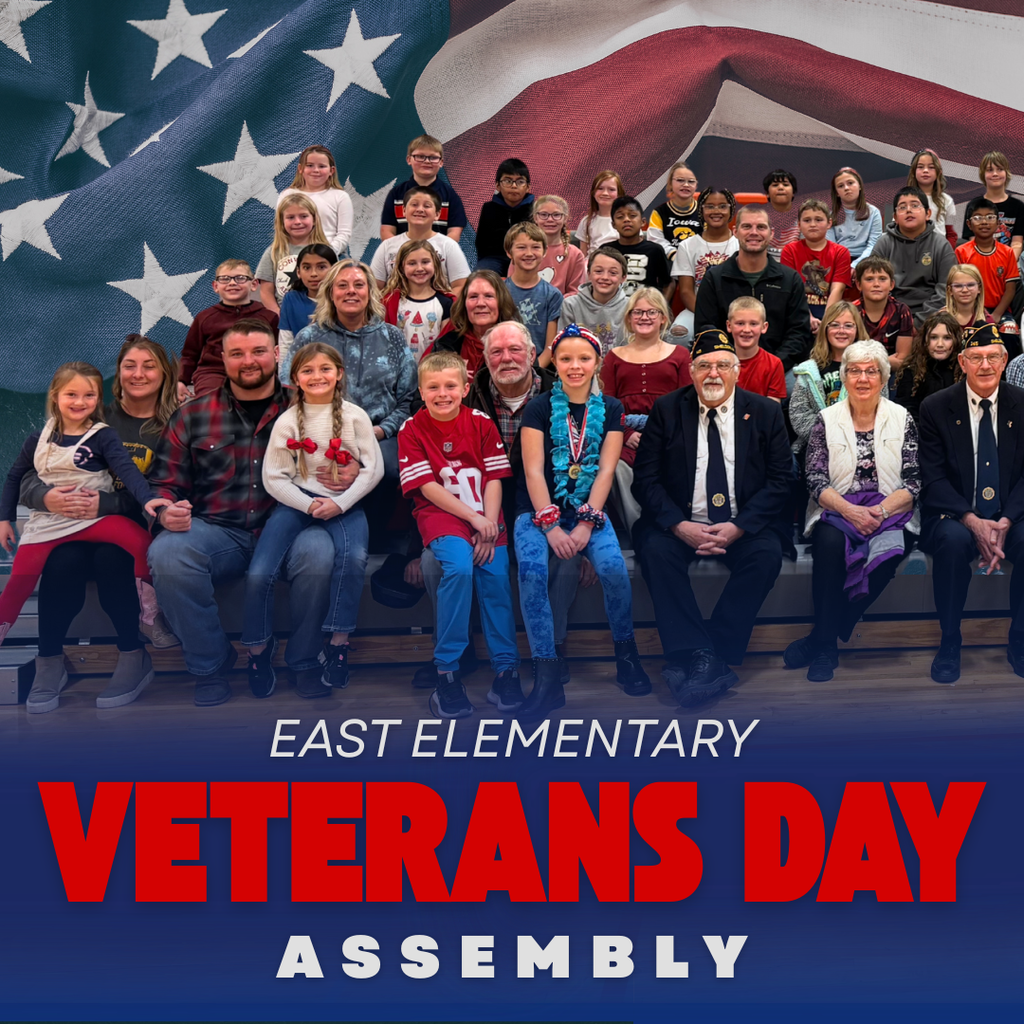 The Veteran’s Day assembly at East was a meaningful and memorable event. Our third-grade students took the lead, guiding the program with pride and confidence as they honored the men and women who have served our country.