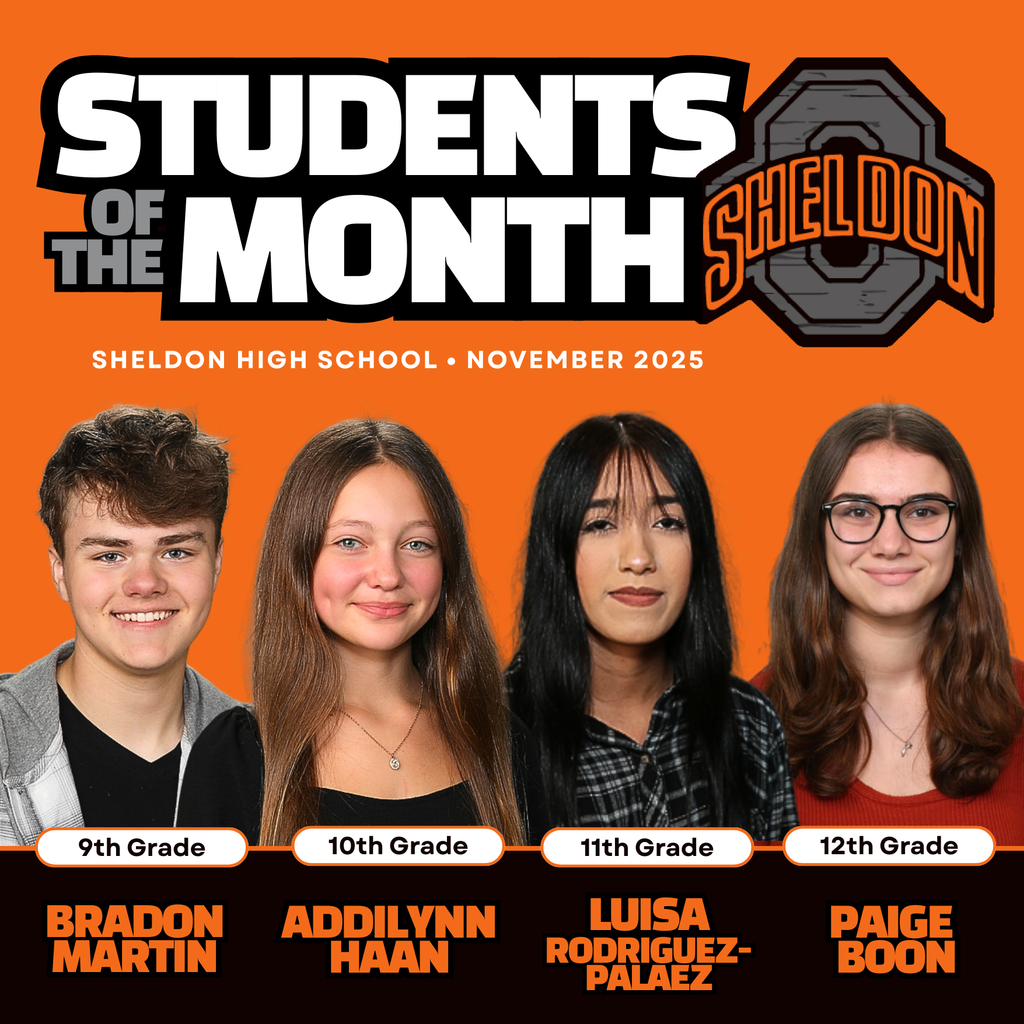 Congratulations to the Sheldon High School Students of the Month of November!  You’ve shown leadership, kindness, and a strong commitment to learning—qualities that truly embody what it means to be an Orab. Keep up the great work and continue to shine bright, both in and out of the classroom!