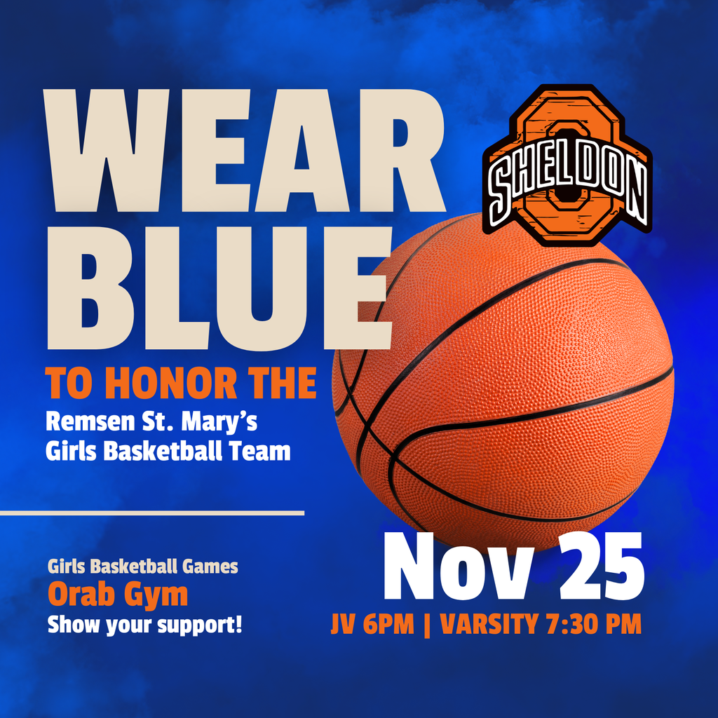 Let's paint Orab Gym blue on Tuesday night to show our support for the Remsen St. Mary’s Girls Basketball team during the home girls basketball games!  Let’s fill the gym with a wave of blue and create an atmosphere that shows our community spirit and encouragement. Fans of all ages are invited to join in—wear any blue shirt, pants, jackets, or spirit gear.