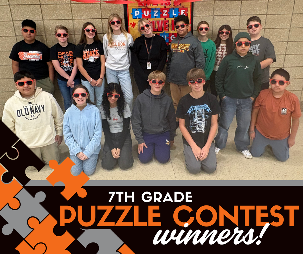 Sheldon Middle School celebrated Red Ribbon Week with a school-wide puzzle contest! Each homeroom from every grade participated in this fun and meaningful activity. This year’s theme was “Life is a Puzzle, Solve It Drug Free.”  Teams of four students from each class worked together to complete a 100-piece puzzle as quickly as possible. Congratulations to the fastest teams in each grade level—here are this year’s winners!  Grade 5- Mr. Sandbulte's homeroom with a time of 14:26 Grade 6 - Mrs. Gaard's homeroom with a time of 8:22 Grade 7 - Mrs. Cabrera's TA with a time of 7:47 Grade 8 - Ms. Noack's TA with a time of 6:37