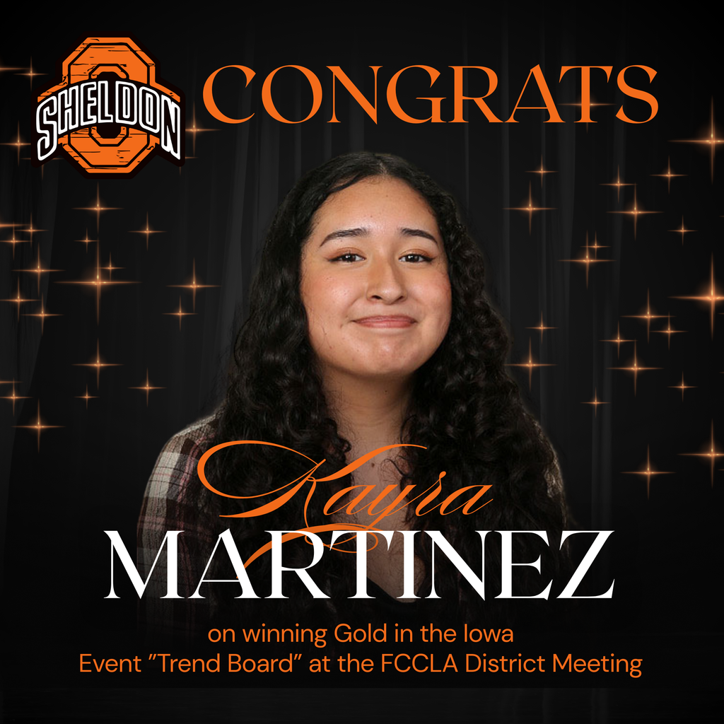 Congratulations to Kayra Martinez on earning Gold in the Iowa “Trend Board” event at the FCCLA District Meeting on December 3! She did an outstanding job highlighting the Pantone Color of the Year, sharing her insight on trend direction, and designing a two-piece garment inspired by the theme. Well done, Kayra!
