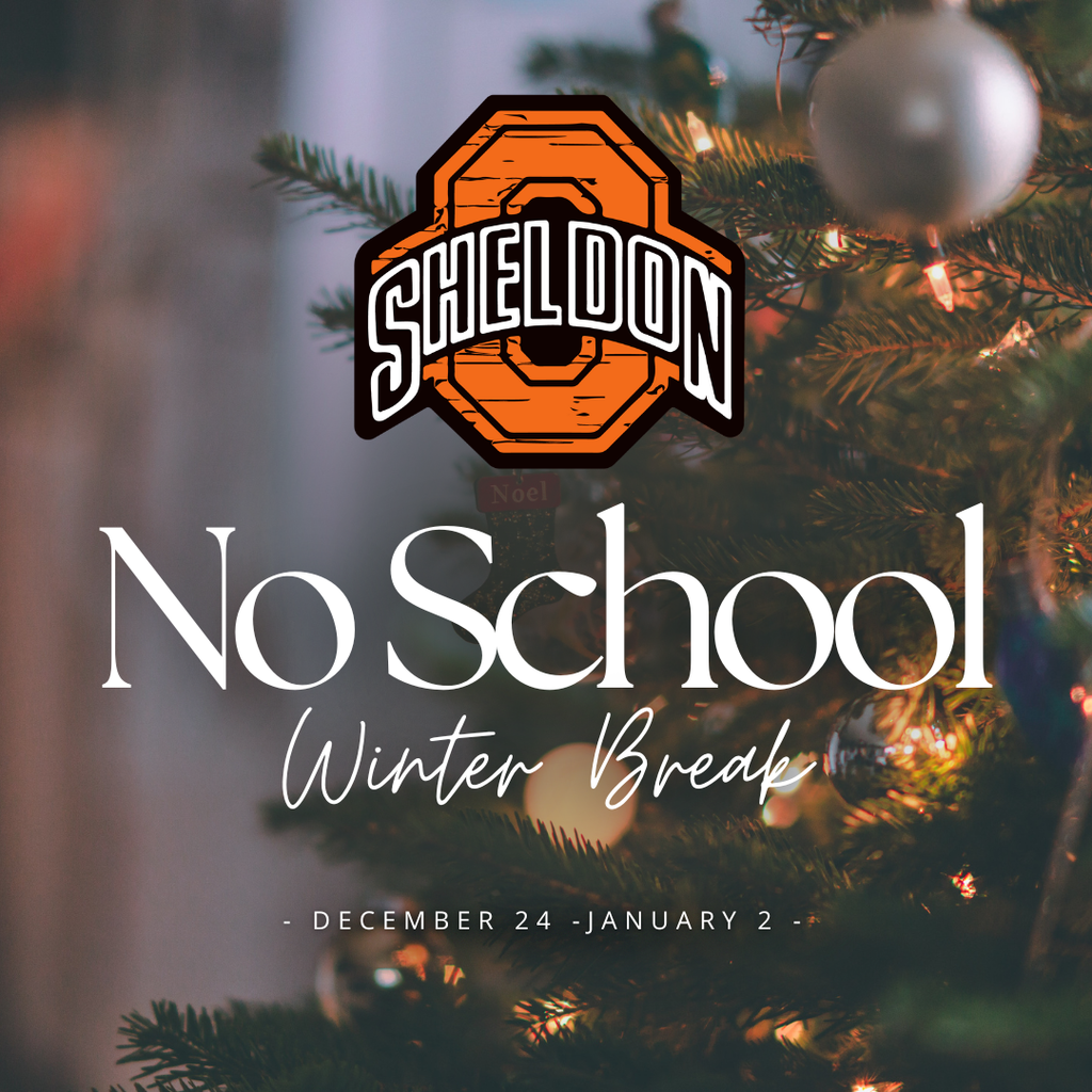 Mark your calendars! The Sheldon Community School District will not have school from December 24 through January 2. We hope everyone has a wonderful holiday season filled with rest, celebration, and time with loved ones. Classes will resume on Monday, January 5.