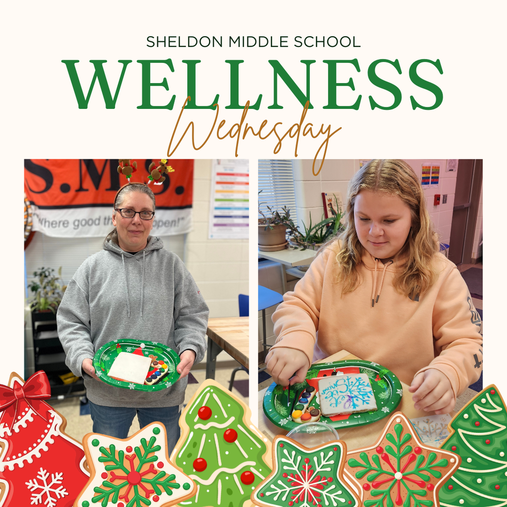 With the help of custodian and “magic maker” Steph Madsen, Mrs. Cabrera hosted a “Paint Your Own Holiday Cookie” activity for Wellness Wednesday. Students used edible paints and markers to design their cookies, choosing from stencils or creating freehand designs. It was such a sweet and fun-filled morning!