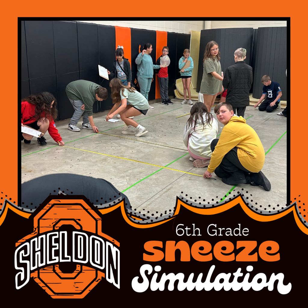 Sheldon Middle School sixth graders simulated what happens when you sneeze by comparing the spread from sneezing without a tissue versus sneezing into one. They had fun popping balloons, taking measurements, and analyzing the results of their experiment.