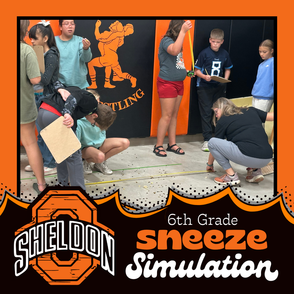 Sheldon Middle School sixth graders simulated what happens when you sneeze by comparing the spread from sneezing without a tissue versus sneezing into one. They had fun popping balloons, taking measurements, and analyzing the results of their experiment.