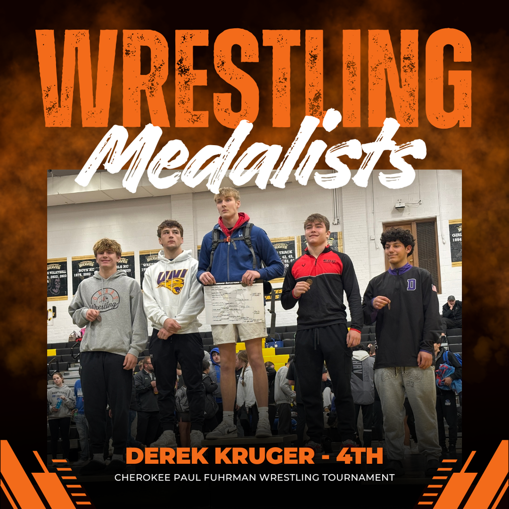 Congratulations to the following Orab boy wrestlers on an outstanding performance at the Cherokee Paul Fuhrman Wrestling Tournament this past Saturday!  106 - Jager DeBoer - 2nd 165 - Derek Kruger - 4th 175 - Kolt Roos - 5th 190 - Mitchel Fischer - 1st 215 - Ayden Miller - 4th