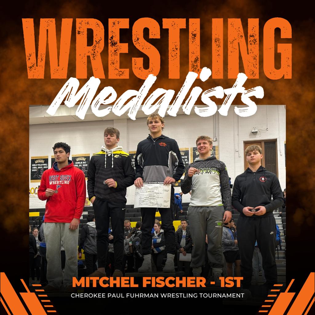 Congratulations to the following Orab boy wrestlers on an outstanding performance at the Cherokee Paul Fuhrman Wrestling Tournament this past Saturday!  106 - Jager DeBoer - 2nd 165 - Derek Kruger - 4th 175 - Kolt Roos - 5th 190 - Mitchel Fischer - 1st 215 - Ayden Miller - 4th