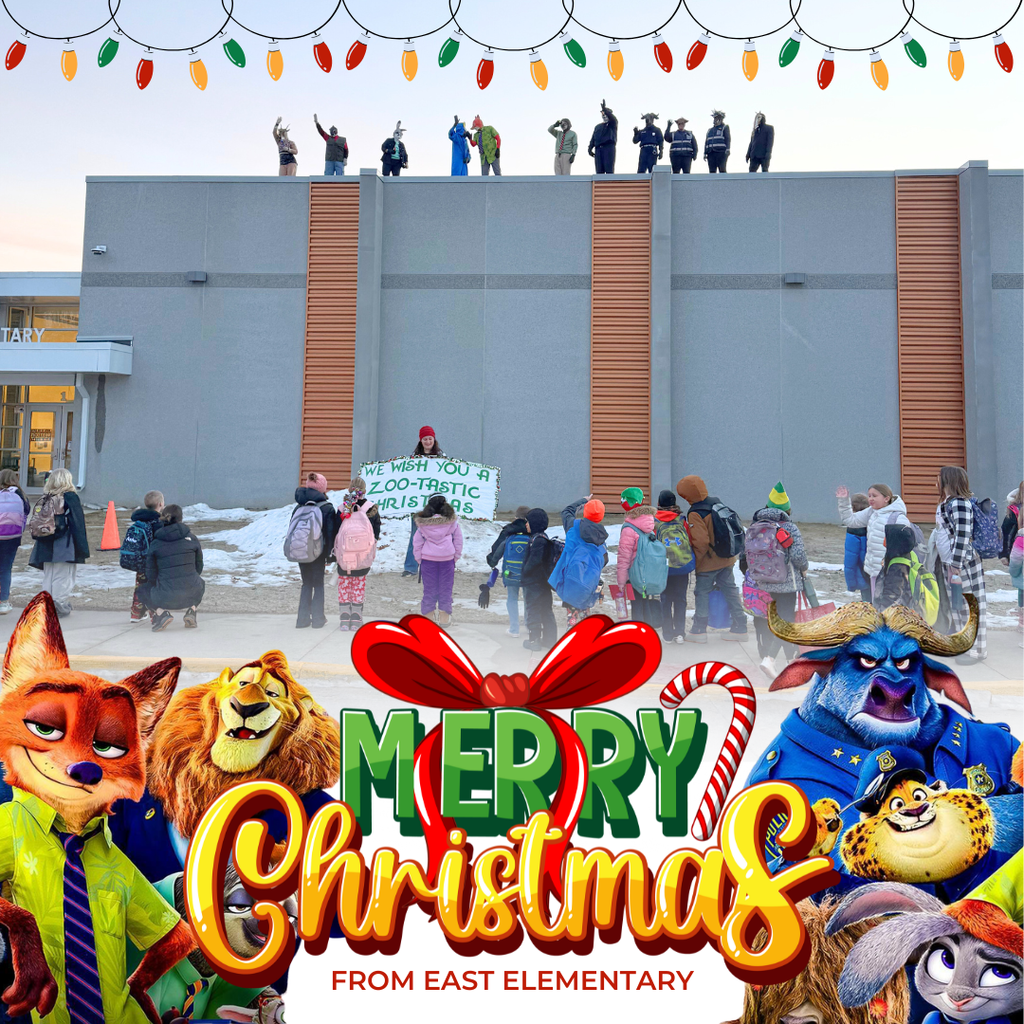East Elementary's rooftop visitors wished students a Zoo-tastic Christmas! They brought many smiles and laughter to start the last day before break!