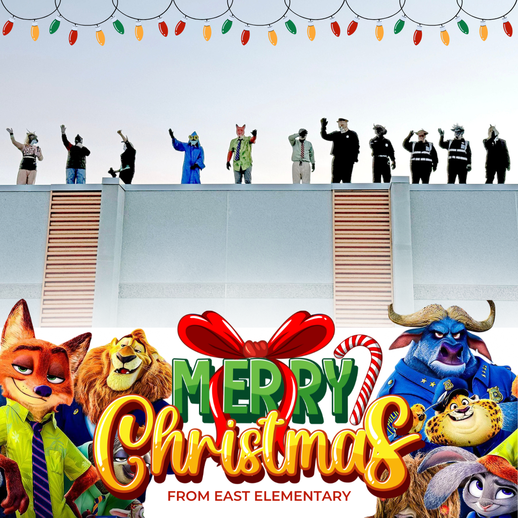 East Elementary's rooftop visitors wished students a Zoo-tastic Christmas! They brought many smiles and laughter to start the last day before break!