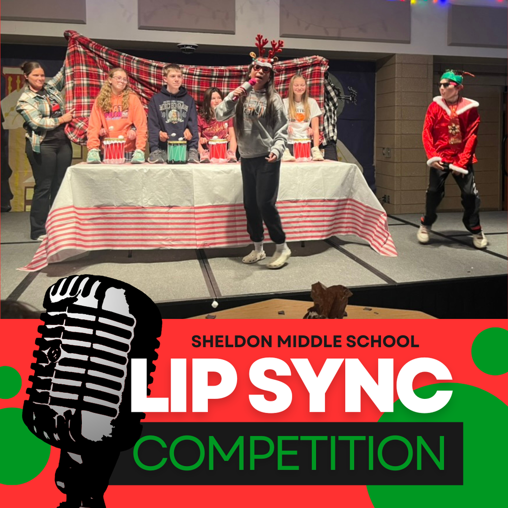 Sheldon Middle School hosted their biannual Lip Sync Contest before holiday break, and it did not disappoint! Seventh- and eighth-grade TAs prepared holiday-themed lip sync performances and took the stage for their peers. The competition was fun, fierce, and full of energy.   Mrs. Cabrera’s TA captured the 7th-grade title with their Talent Show Medley featuring Alvin and the Chipmunks, while Mrs. Nilson’s TA took the win with Dominick the Donkey. Thank you to everyone for the laughs, creativity, and great memories made! 🎤🎶