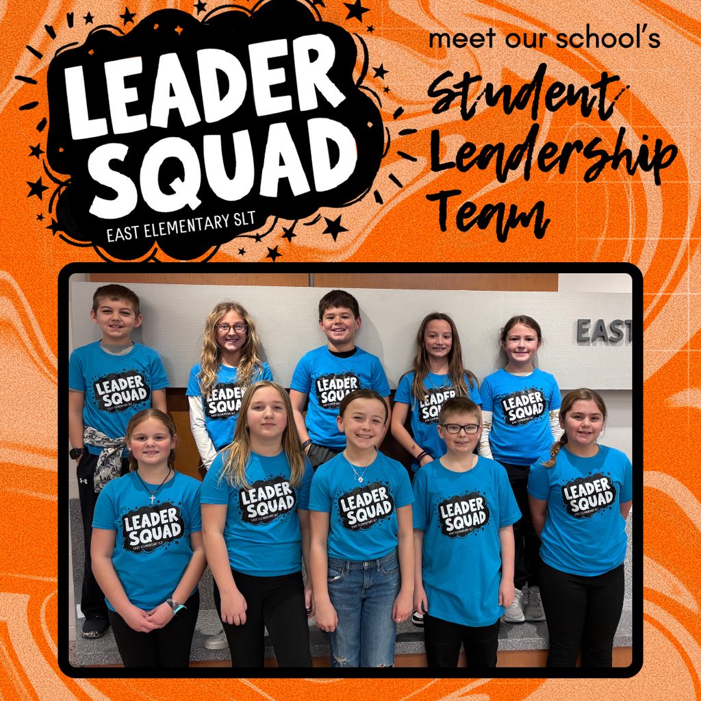 Meet East Elementary's first ever Student Leadership Team! These amazing fourth graders were selected to represent their peers, help brainstorm ideas to make our school even better, and model leadership for others. Recently they’ve been busy giving tours to families who are new to our district. What a warm, welcoming way to show school spirit!