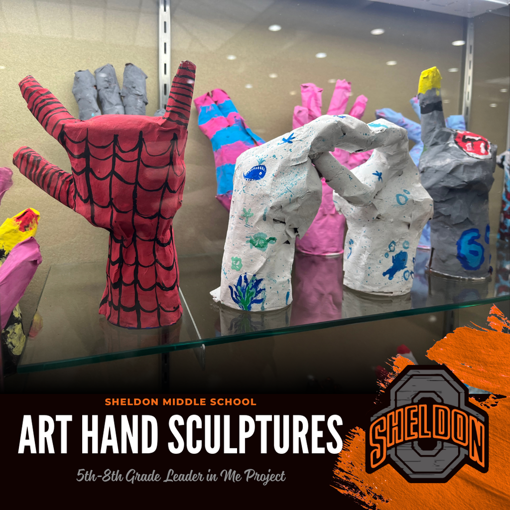 Sheldon Middle School students did an amazing job creating hand sculptures in art class as part of a Leader in Me project this past semester. Students enjoyed constructing their sculptures and observing everyone’s creative and impressive work!