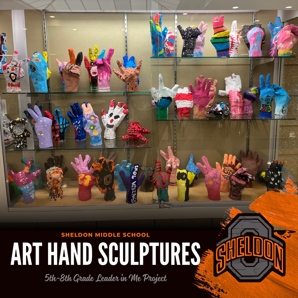 Sheldon Middle School students did an amazing job creating hand sculptures in art class as part of a Leader in Me project this past semester. Students enjoyed constructing their sculptures and observing everyone’s creative and impressive work!