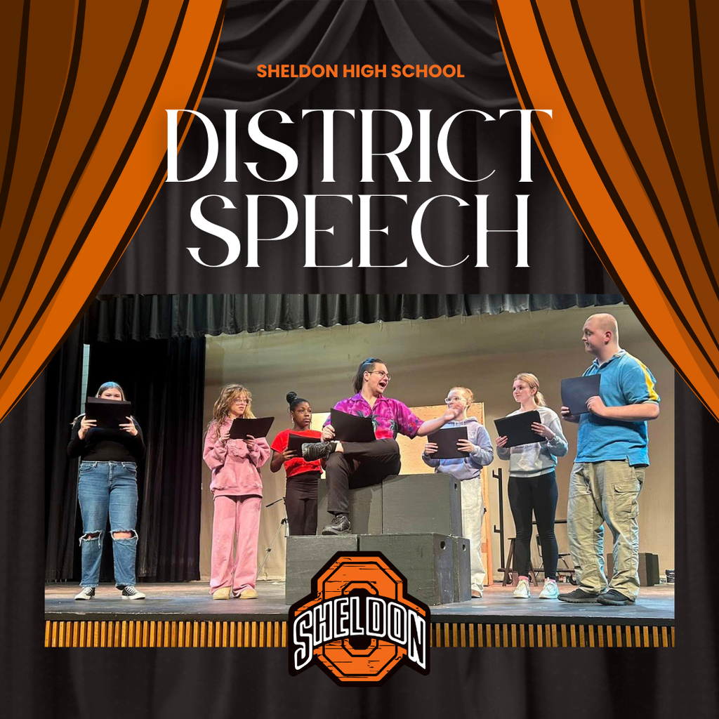 Congratulations to the Sheldon High School District Speech participants on their outstanding performances!  Truly a great day for speech! The students represented Sheldon well! 🎤👏 *Ticket Image created by Sheldon High School student, Rachel Besaw*  Saturday, January 24 Resulst: Improv - I Readers Theatre- I Musical Theatre -I One Act - I, II, I - overall I Choral Reading- I Ensemble Acting - I Ensemble Acting - I TV News - II Solo Mime - I