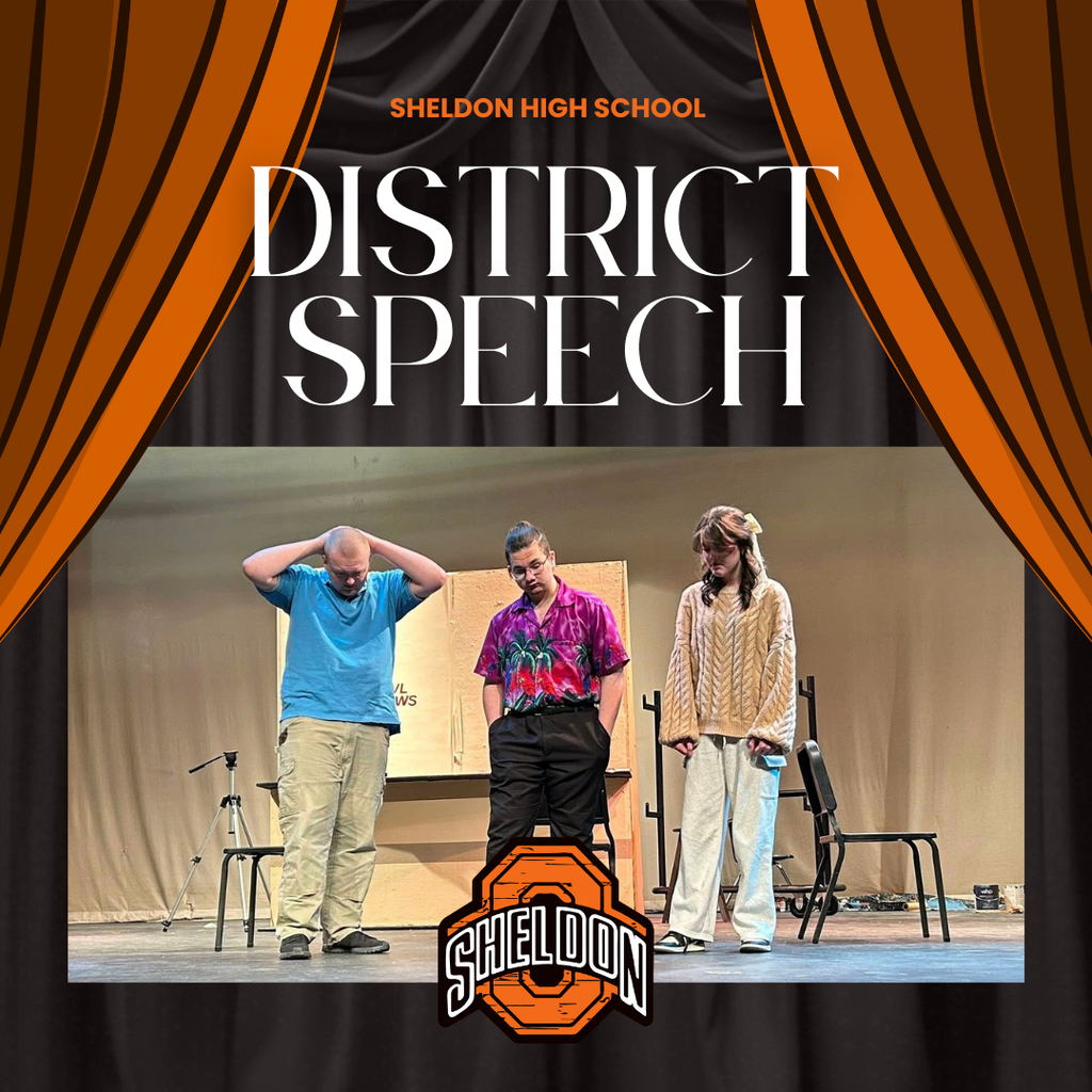 Congratulations to the Sheldon High School District Speech participants on their outstanding performances!  Truly a great day for speech! The students represented Sheldon well! 🎤👏 *Ticket Image created by Sheldon High School student, Rachel Besaw*  Saturday, January 24 Resulst: Improv - I Readers Theatre- I Musical Theatre -I One Act - I, II, I - overall I Choral Reading- I Ensemble Acting - I Ensemble Acting - I TV News - II Solo Mime - I