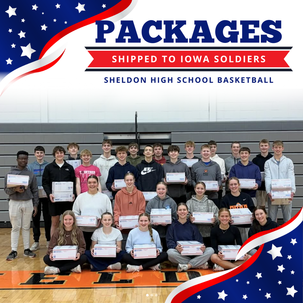 The Sheldon High School girls and boys basketball programs were hard at work, packaging up a total of 36 boxes to be shipped overseas to Iowa soldiers. Huge thanks to the teams and our incredible community for making a difference and showing it’s more than basketball. Go Orabs! 🏀🇺🇸