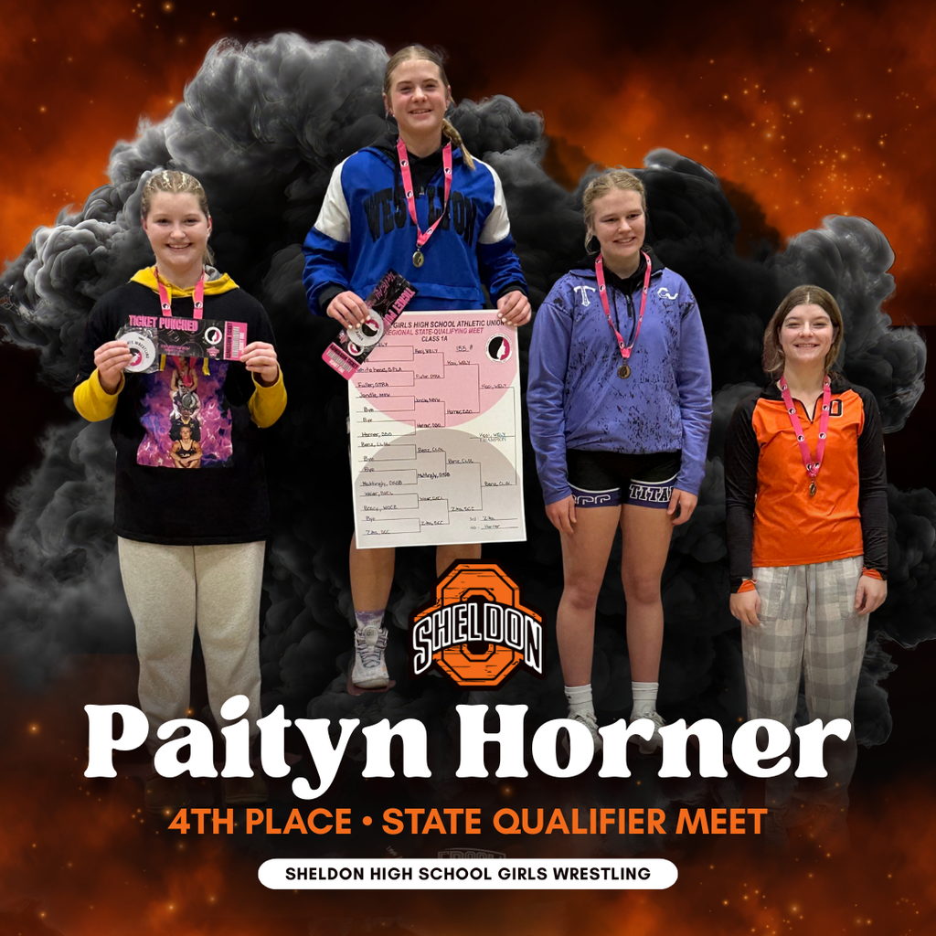 Congratulations to our girls wrestlers on an outstanding season, capped off at the State Qualifier!  🥉 Charlee Kruger – 3rd place 🏅 Peyton Crawley – 4th place 🏅 Paityn Horner – 4th place