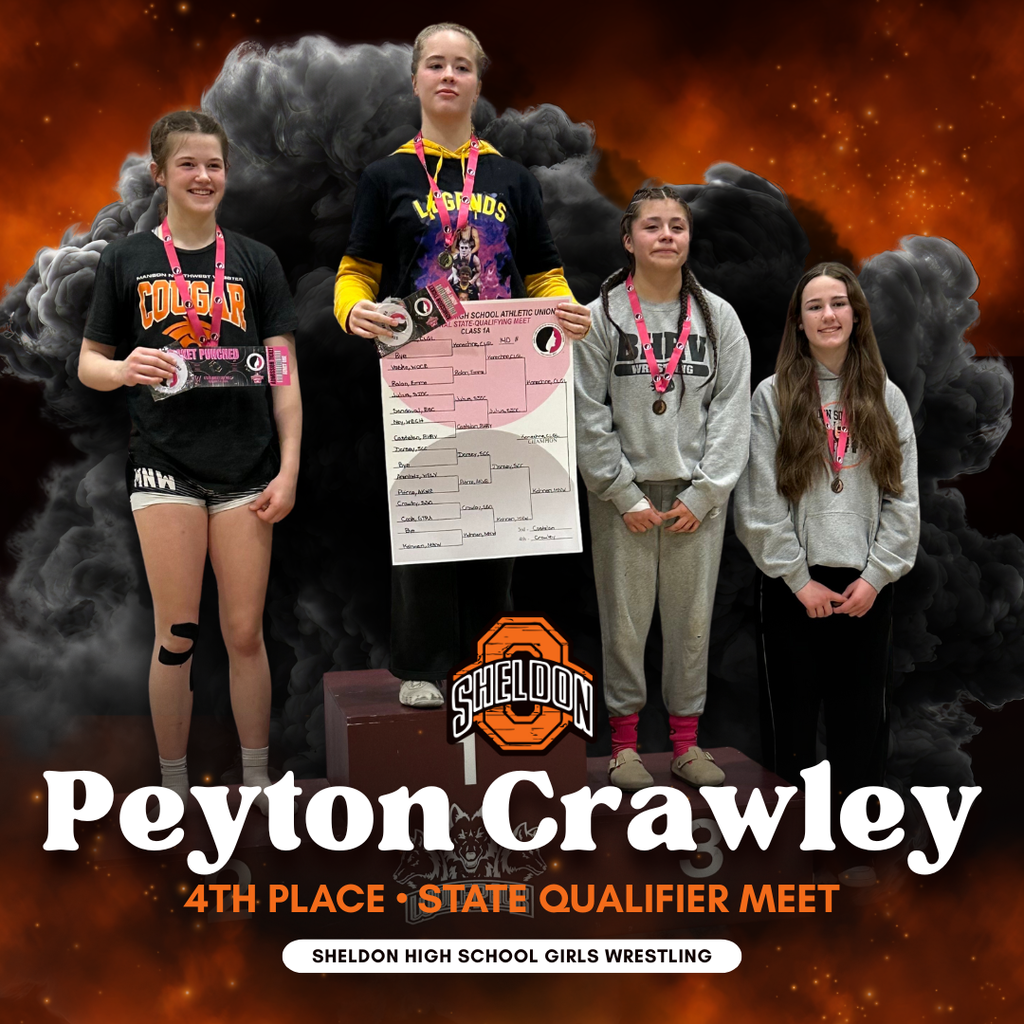 Congratulations to our girls wrestlers on an outstanding season, capped off at the State Qualifier!  🥉 Charlee Kruger – 3rd place 🏅 Peyton Crawley – 4th place 🏅 Paityn Horner – 4th place