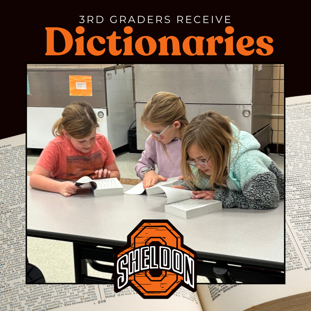 Third-grade students were excited to receive their very own dictionaries. Thank you to the Sheldon Prairie Queen Kiwanis for this generous donation and continued support of our students!