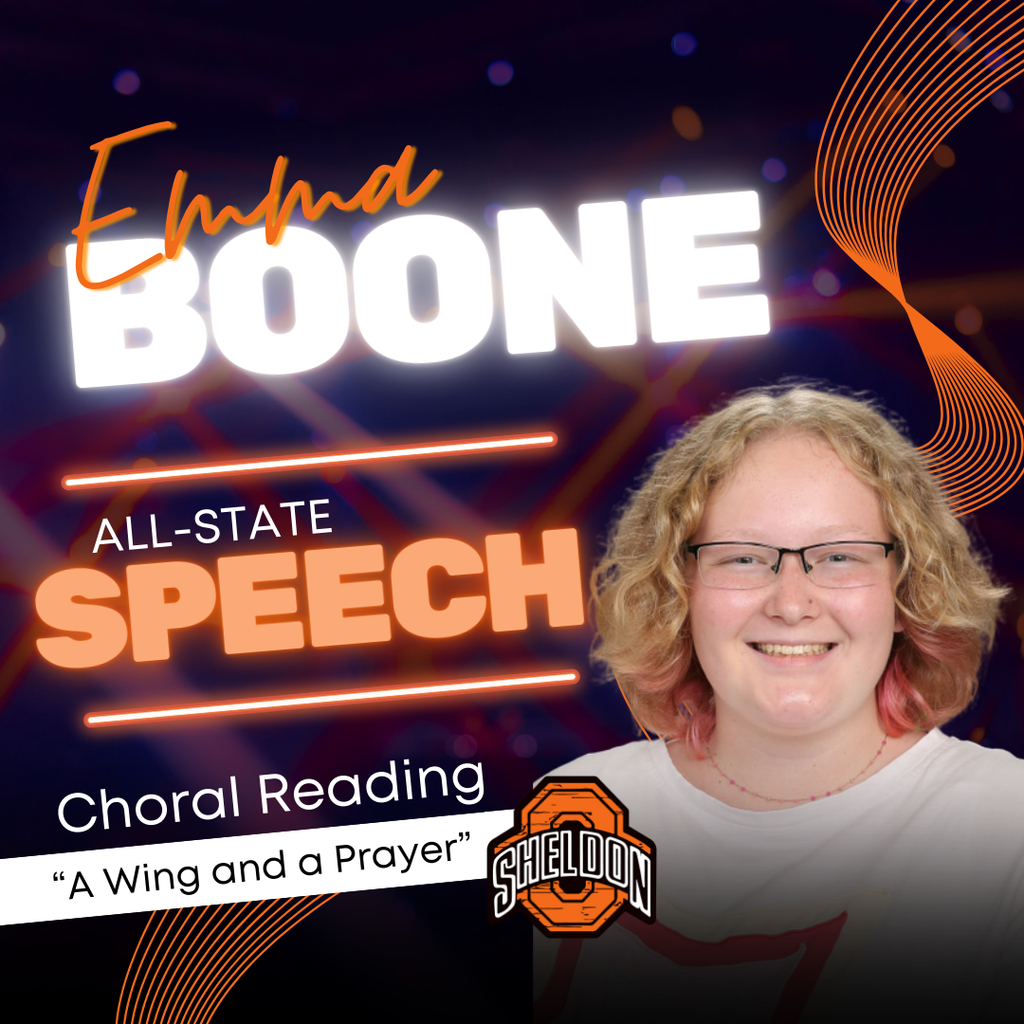 Congratulations to our Sheldon High School students heading to All-State Speech!   Best of luck to the three outstanding groups representing Sheldon: • Choral Reading – A Wing and a Prayer • Ensemble Acting – People Will Talk • Solo Mime – Ta-Da?  Your hard work, creativity, and dedication have earned you this incredible honor. We are so proud of you—go shine at All-State!