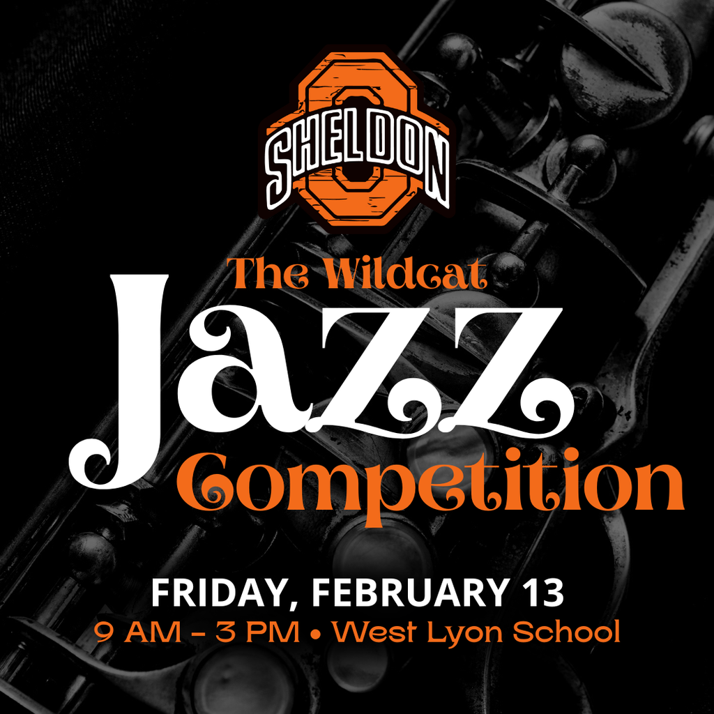 The Sheldon High School Jazz Band is participating in the Wildcat Jazz Competition today!  Our talented students are showcasing their hard work and love for music as they perform alongside other outstanding bands. We’re proud of their effort, teamwork, and Orab spirit—good luck to the Jazz Band today, and we can’t wait to celebrate your amazing performances!  📅  Friday, February 13 ⏰  9 am - 3 pm 📍 West Lyon High School Auditorium  Reminder, tickets must be purchased through bound: https://www.gobound.com/ia/schools/sheldon/tickets