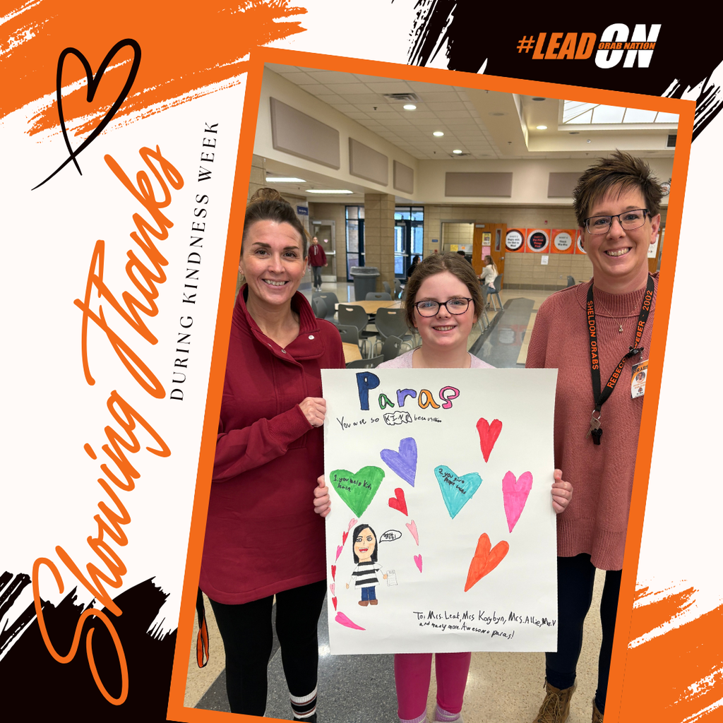 October Charbonneau created these thoughtful posters to show appreciation for our Sheldon Middle School lunchroom staff, custodians, secretaries, nurses, and paraprofessionals during Kindness Week.