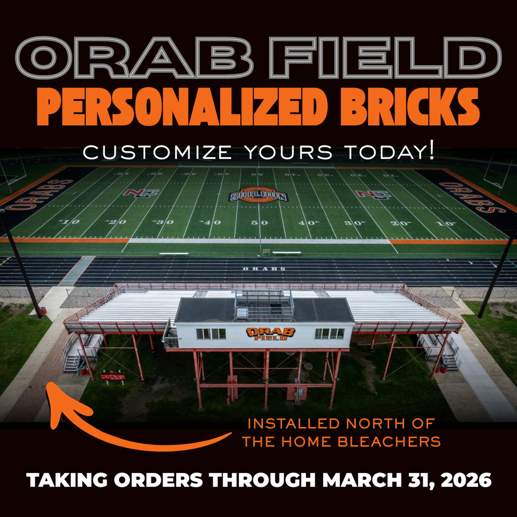 Leave Your Mark at Orab Field!   Here’s your chance to become a permanent part of Orab history! By designing your very own personalized brick at Orab Field, you can celebrate your time at Sheldon, honor a student or alumni, recognize a team, or show your Orab pride for years to come.  We're taking orders through March 31, 2026, using the online form: https://forms.gle/eQgepfRZnaMyQ6nJA