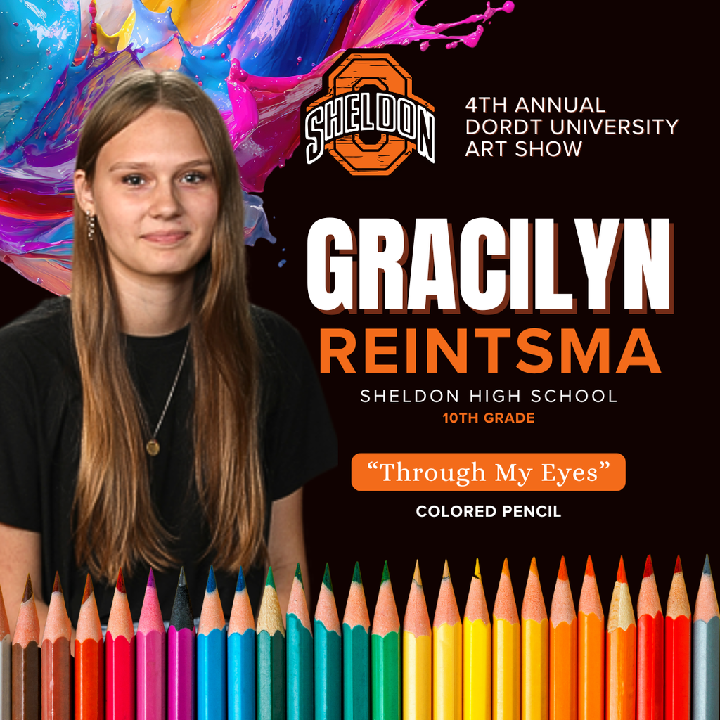 The results are in for the 4th Annual Dordt University High School Art Showcase! This year, entries were submitted from 12 different high schools.  Congratulations to the following students whose artwork was selected for the show — an outstanding accomplishment and well-deserved recognition! 🎨👏  SHOW DATES: The exhibit will be on display in the Dordt University Campus Center Art Gallery from March 17–31 and is open to the public daily from 8:00 a.m. to 10:00 p.m.  A Showcase Reception will be held on Tuesday, March 31, from 7:00–8:00 p.m. Everyone is welcome to attend and celebrate these talented artists! Go Orabs!