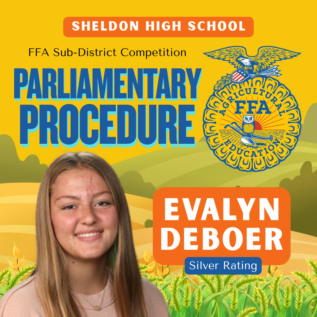 Congratulations to our Sheldon High School FFA members who performed well at the Sub-District Competition this past Saturday.   They also earned a Silver Rating in Ag Broadcasting . Great job representing Sheldon FFA and good luck to our students as they compete at Districts this Saturday! Go Orabs!