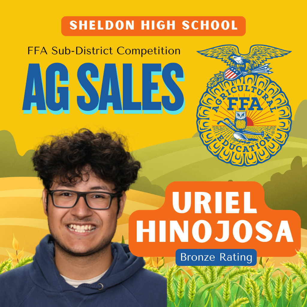 Congratulations to our Sheldon High School FFA members who performed well at the Sub-District Competition this past Saturday.   They also earned a Silver Rating in Ag Broadcasting . Great job representing Sheldon FFA and good luck to our students as they compete at Districts this Saturday! Go Orabs!