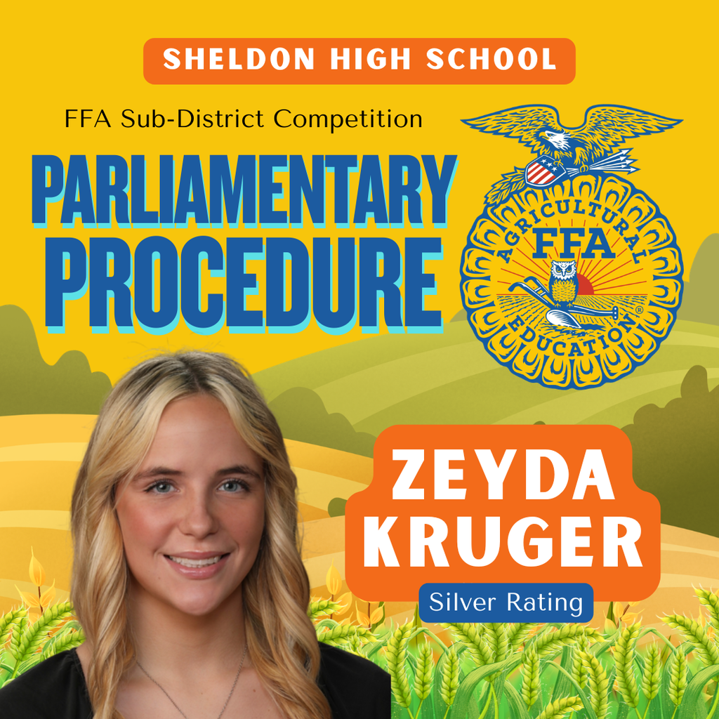 Congratulations to our Sheldon High School FFA members who performed well at the Sub-District Competition this past Saturday.   They also earned a Silver Rating in Ag Broadcasting . Great job representing Sheldon FFA and good luck to our students as they compete at Districts this Saturday! Go Orabs!