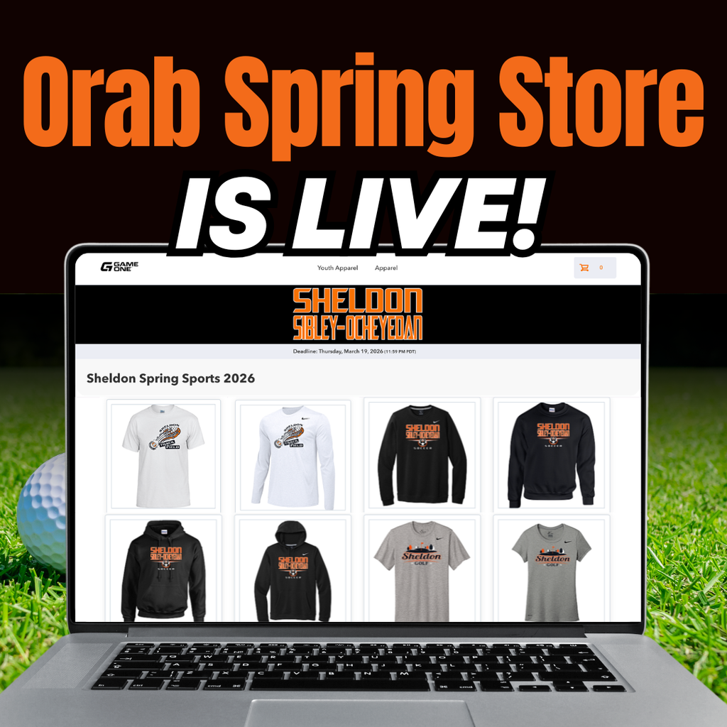 The Orab Spring Store is now live! Orders will be available at Sheldon High School 4-6 weeks from closing of the store.  Order are due by Thursday, March 19, 2026 https://sheldonspringsports2026.itemorder.com/shop/home/