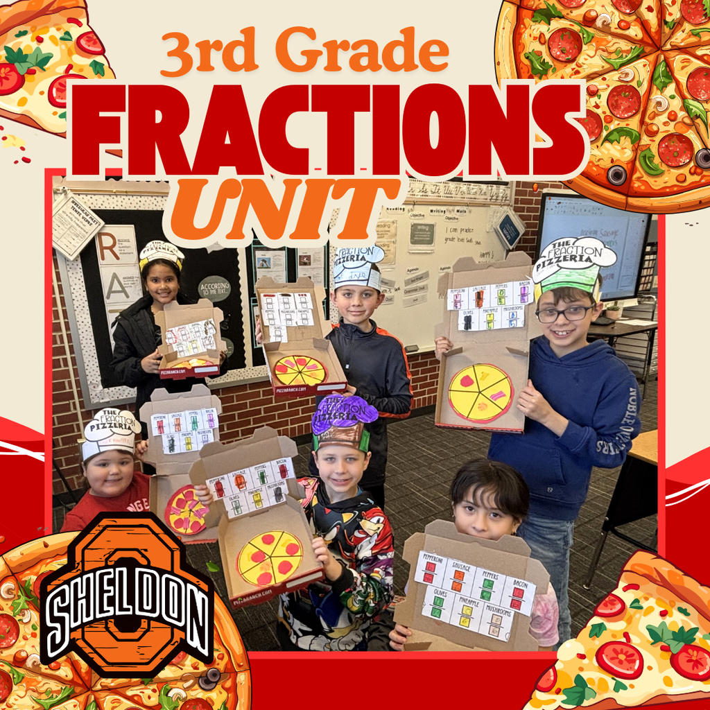 East Elementary 3rd graders wrapped up their fractions unit in a fun and creative way by designing their very own pizzerias! Students reviewed important fraction skills while planning and creating their own pizzas. A huge thank you to Sheldon Pizza Ranch for generously donating the pizza boxes!