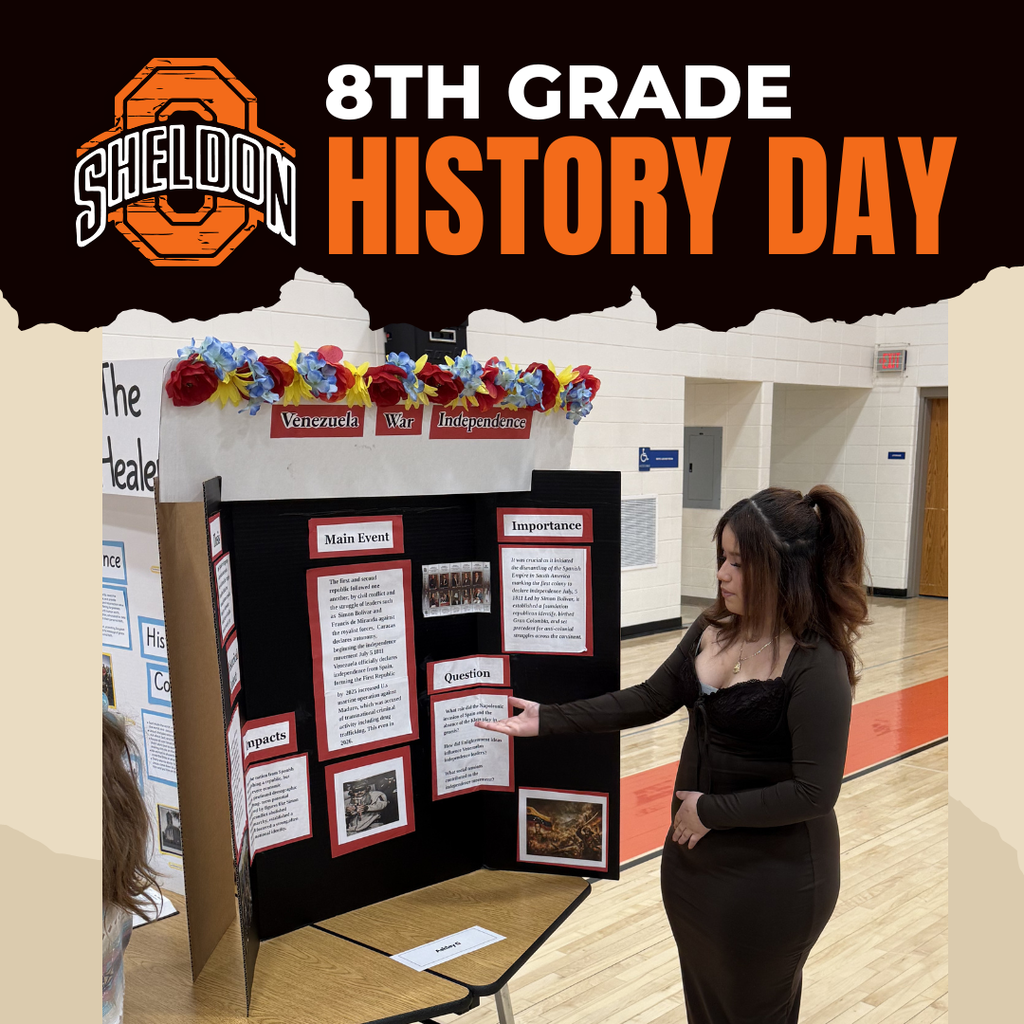Sheldon Middle School History Day Students spent time researching important historical figures, significant events, and key milestones. They then shared their learning through creative presentations with family members, parents, and friends. This event gave students the opportunity to showcase their hard work, strengthen their presentation skills, and bring history to life. We are proud of their dedication and enthusiasm! #leadon #orabs #sheldonorabs #orabnation #sheldoncommunityschooldistrict #sheldonmiddleschool #8thgradehistoryday #history