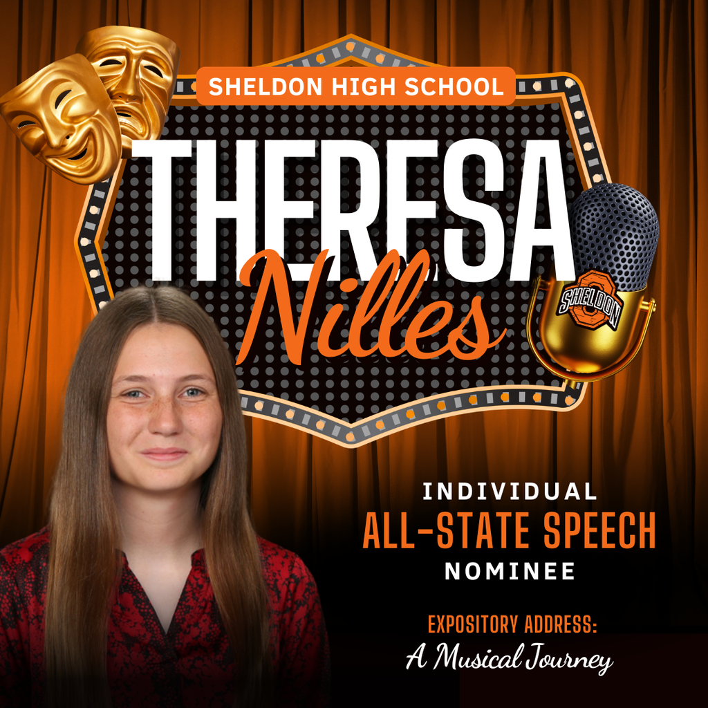 Congratulations to our Sheldon High School students who have qualified for Individual All-State Speech!   🟠 Rachel Besaw — Prose, Going Grapefruit 🟠 Theresa Nilles — Expository Address, A Musical Journey 🟠 Eli Thiner — Storytelling, I, Cthulhu  On Saturday, 15 students represented Sheldon at the Individual Speech State Contest in Denison, performing a total of 24 events. From those performances, three were selected as the best in their centers and have earned the opportunity to perform at All-State in Cedar Falls in just a few weeks.   Receiving an All-State nomination is an outstanding accomplishment that is awarded to only a small percentage of performers across Iowa. This recognition is especially meaningful for these students, as this will be their fourth time performing at All-State — an honor achieved by only a handful of students statewide. Go Orabs!