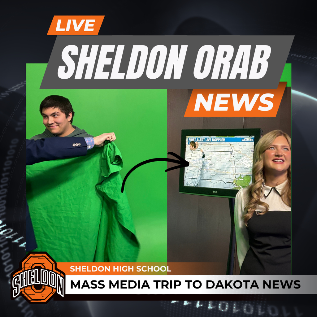 Sheldon High School Mass Media students recently took a trip to Dakota News Now in Sioux Falls to learn about careers in news broadcasting. During their visit, students got a behind-the-scenes look at how a live newsroom operates. They learned about the different roles involved in producing the news, including reporting, anchoring, filming, editing, and directing. Students also had the opportunity to see the studio, ask questions, and gain insight into the skills and education needed for a future in media and communications. Thank you to Dakota News Now for providing this valuable hands-on learning experience and helping inspire our students as they explore potential career paths!