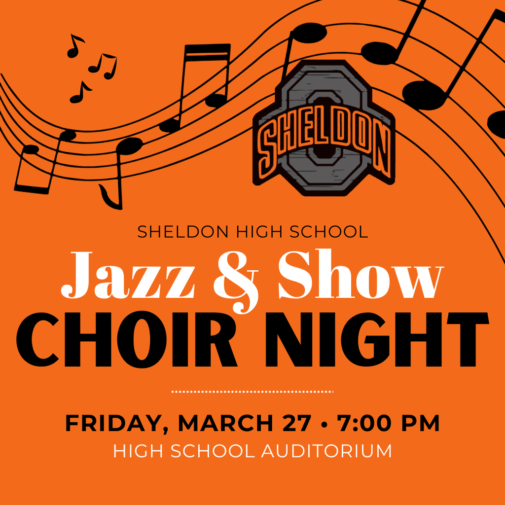 Head down to the Sheldon High School auditorium tomorrow night to enjoy an evening of great performances by our talented jazz band and show choirs! We hope to see you there for a night of fantastic music and entertainment. Go Orabs! Tickets can be purchased through: https://www.gobound.com/ia/schools/sheldon/tickets