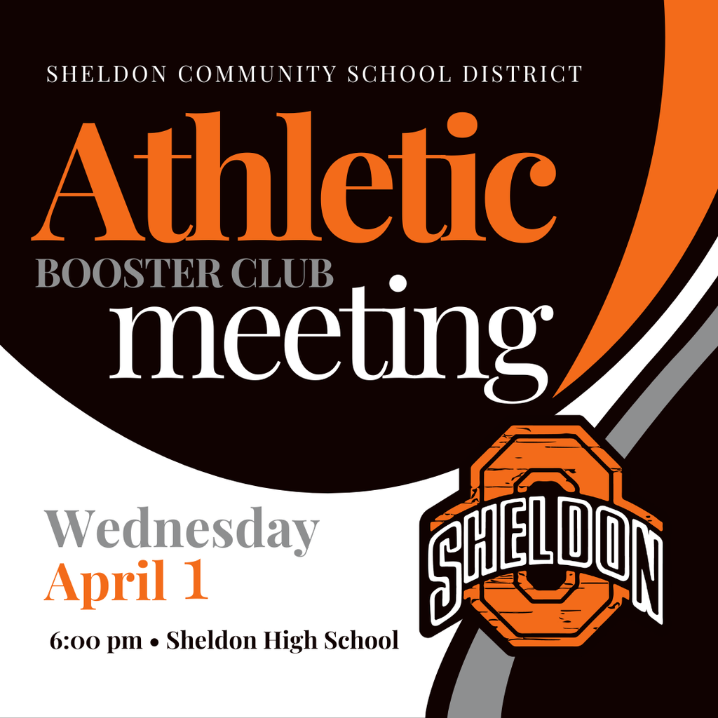 The Sheldon Athletic Booster Club will be holding its monthly meeting tonight!  We invite parents, community members, and anyone interested in supporting Sheldon athletics to attend. New members and fresh ideas are always welcome! Come learn more about how you can get involved and help make a difference for our Orab athletes!  📅  Wednesday, April 1 ⏰  6:00 pm 📍 Sheldon High School
